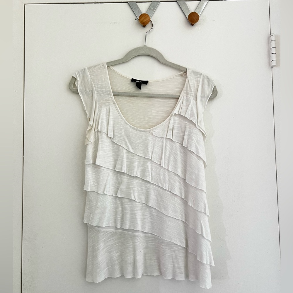Ruffled, white blouse